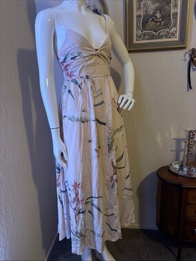 Sleeveless Pink Floral Maxi Dress